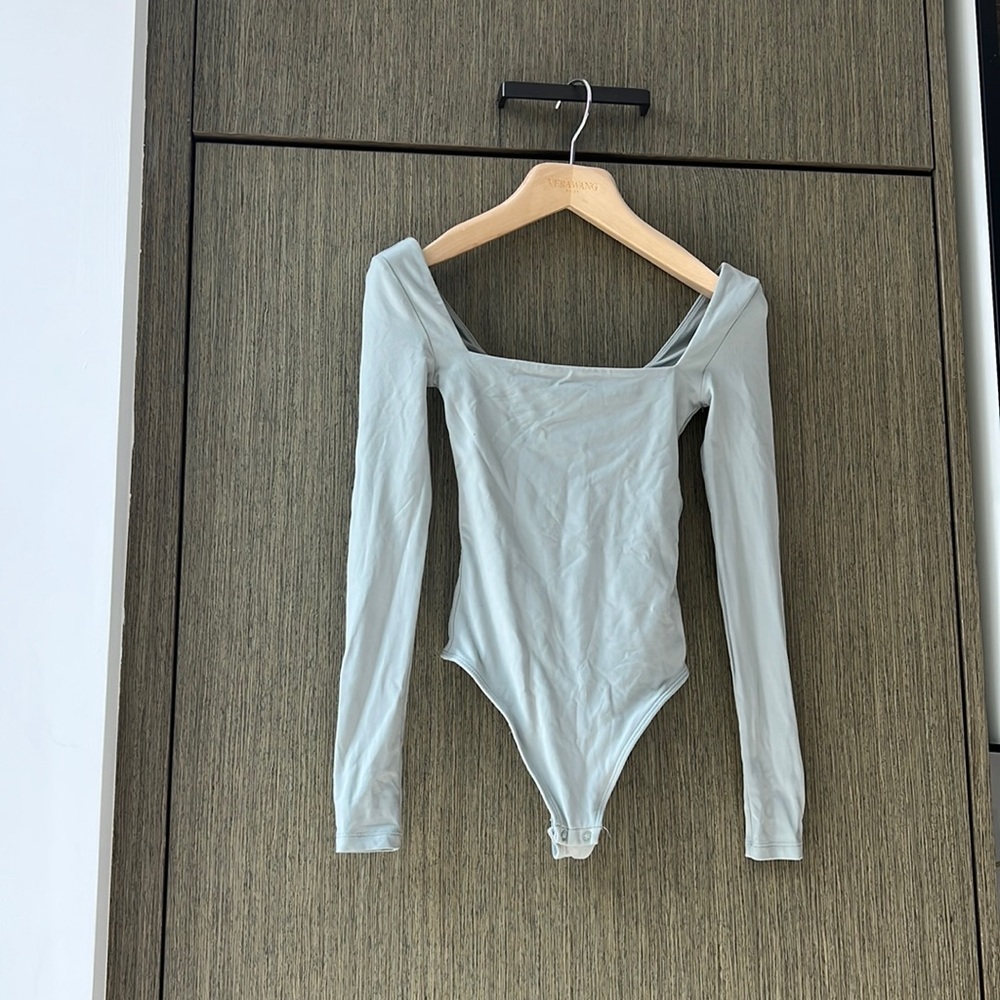 Aritzia Light Gray Long Sleeve Bodysuit